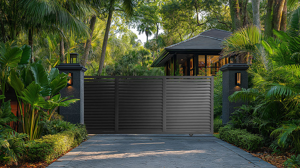 Portail en aluminium Ellipse fabriqué en sur-mesure à la Réunion - Cleal