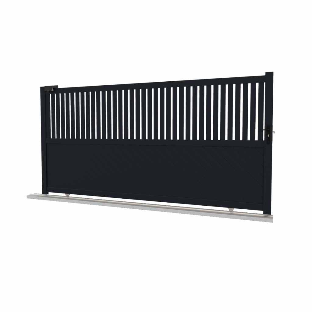 Portail coulissant barreaudé en aluminium - Cleal